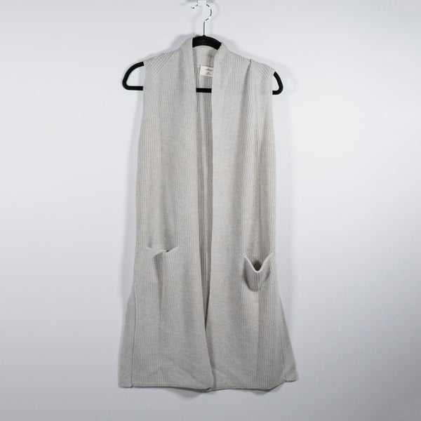 Wilfred Aritzia Olivie Wool Open Front Sleeveless Cardigan Sweater Gray XXS