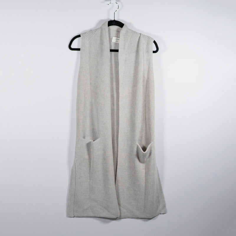Wilfred Aritzia Olivie Wool Open Front Sleeveless Cardigan Sweater Gray XXS