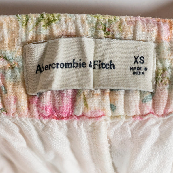 Abercrombie &amp; Fitch Linen Blend Pastel Floral Flower Print Pattern Mini Shorts