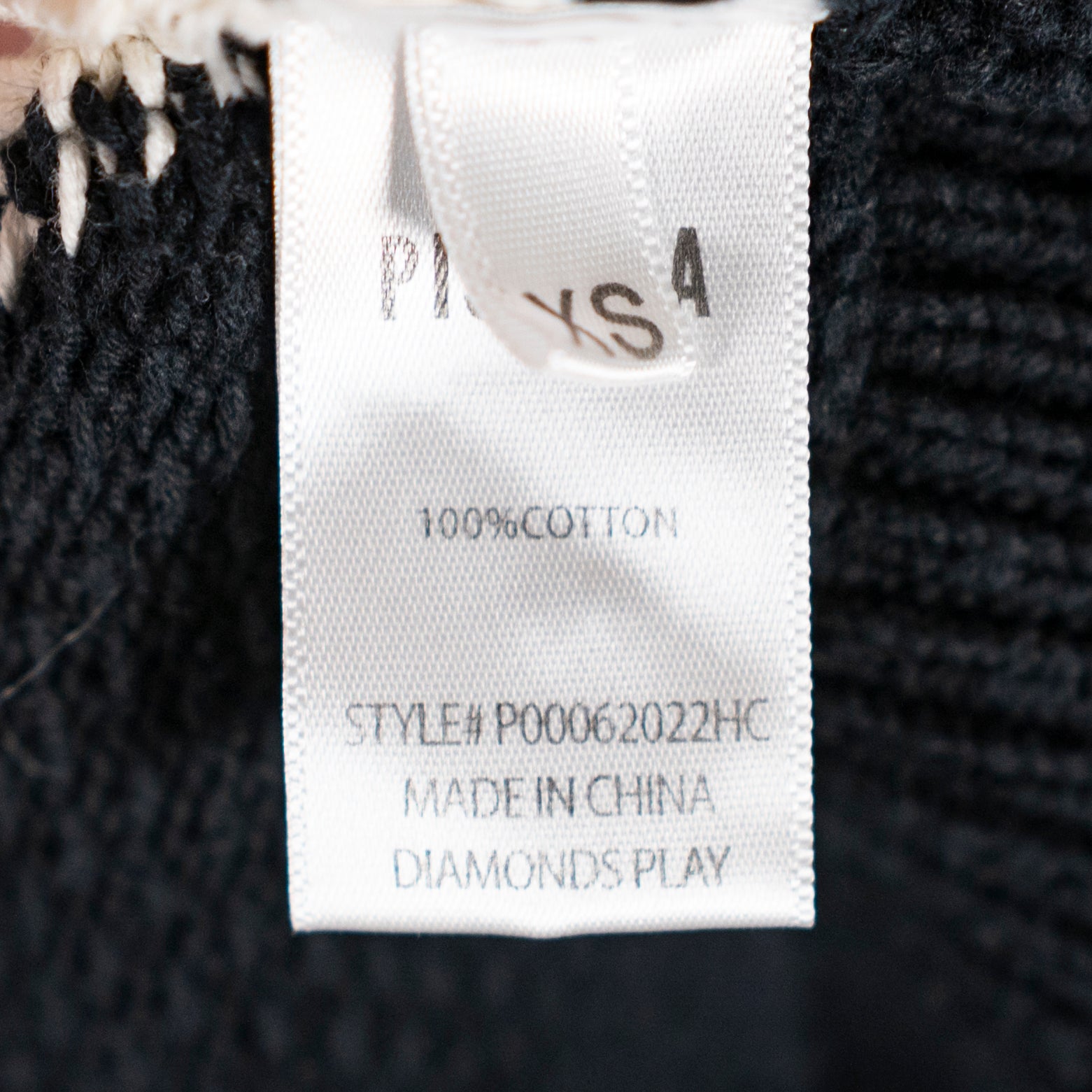 Pistola Evelyn Cotton Knit Button Cardigan Sweater Diamond Play Black White XS