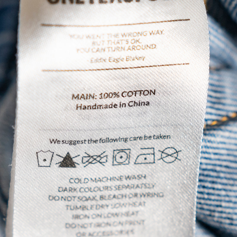 One Teaspoon Shabbies Drawstring Boyfriend Cotton Straight Leg Jeans Blue XXS