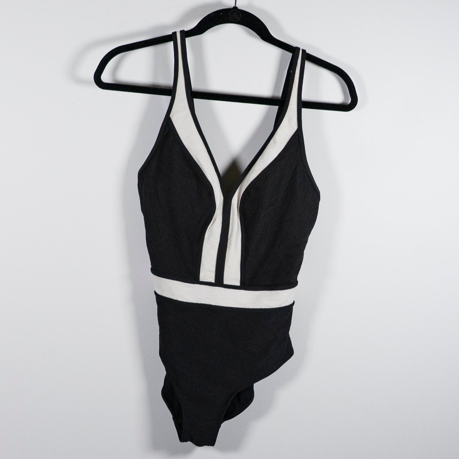 Sea Level Spliced Black White One Piece Bathing Swim Suit 6