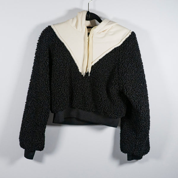 For Love And Lemons Cozy Crop Sherpa Teddy Pullover Hoodie Sweatshirt Sweater XS