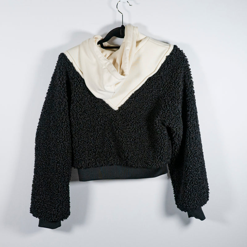 For Love And Lemons Cozy Crop Sherpa Teddy Pullover Hoodie Sweatshirt Sweater XS