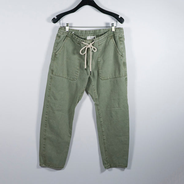 One Teaspoon Shabbies Drawstring Boyfriend Cotton Straight Leg Jeans Green M