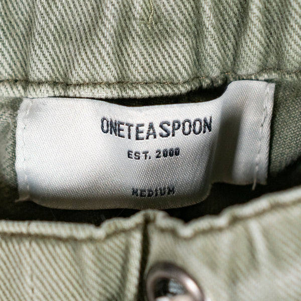 One Teaspoon Shabbies Drawstring Boyfriend Cotton Straight Leg Jeans Green M
