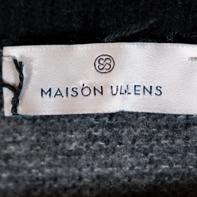 Maison Ullens Cashmere Silk Knit Stretch Pullover Turtleneck Gray Black Sweater