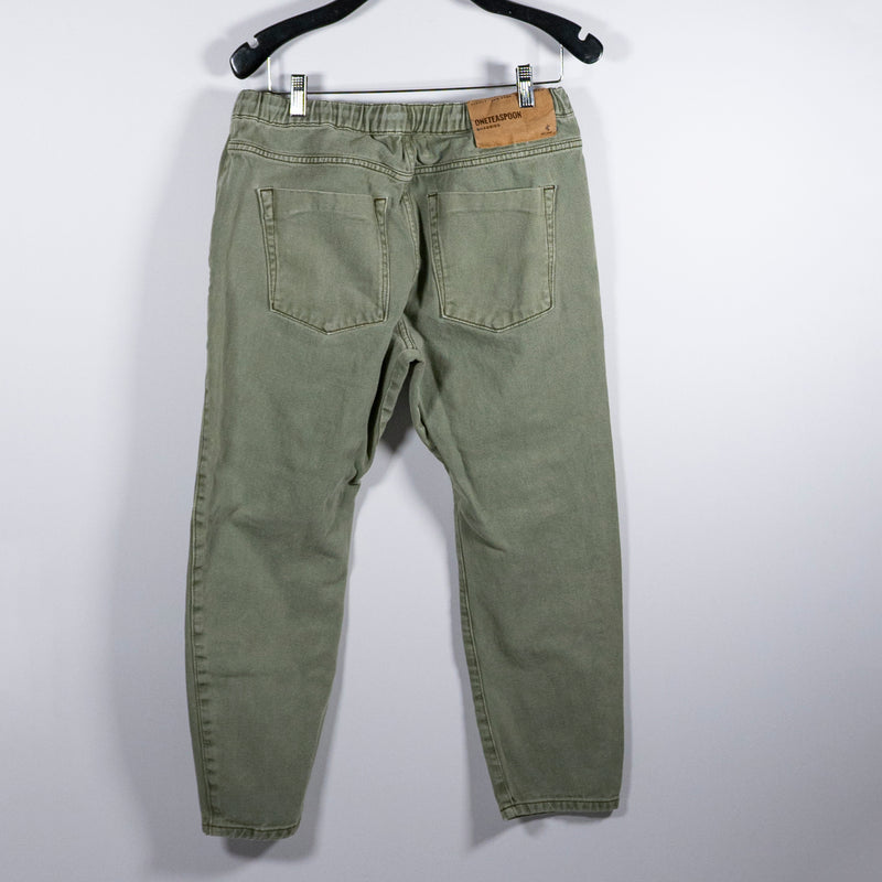 One Teaspoon Shabbies Drawstring Boyfriend Cotton Straight Leg Jeans Green M