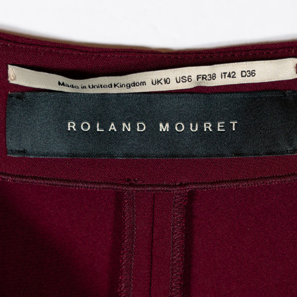 Roland Mouret Women's Stretch-Cady Flared Full Length Mid Rise Pants Burgundy 6