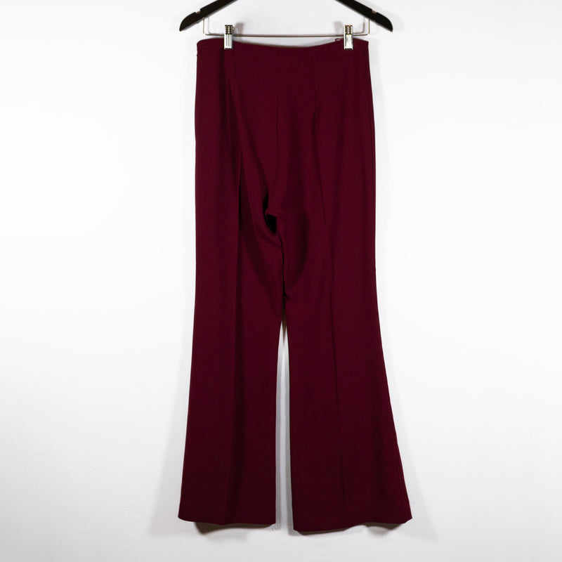 Roland Mouret Women's Stretch-Cady Flared Full Length Mid Rise Pants Burgundy 6