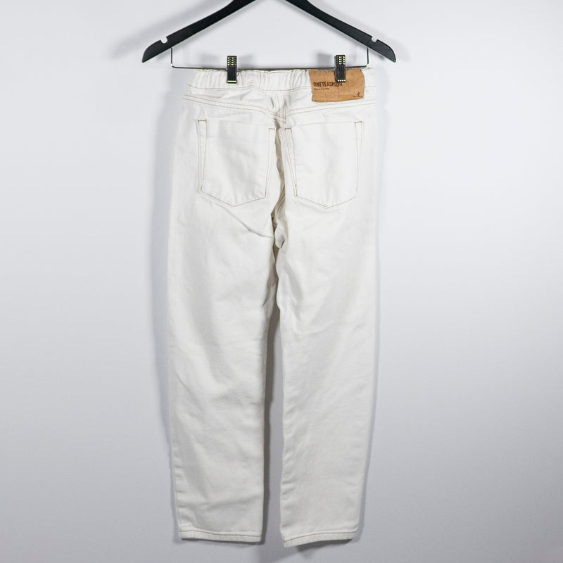 One Teaspoon Shabbies Drawstring Boyfriend Cotton Straight Leg Jeans White XXS