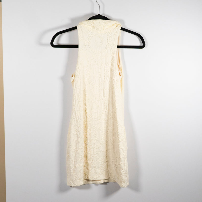 Devon Windsor Collins Collared Sleeveless Button Front Mini Dress Coconut Swirl