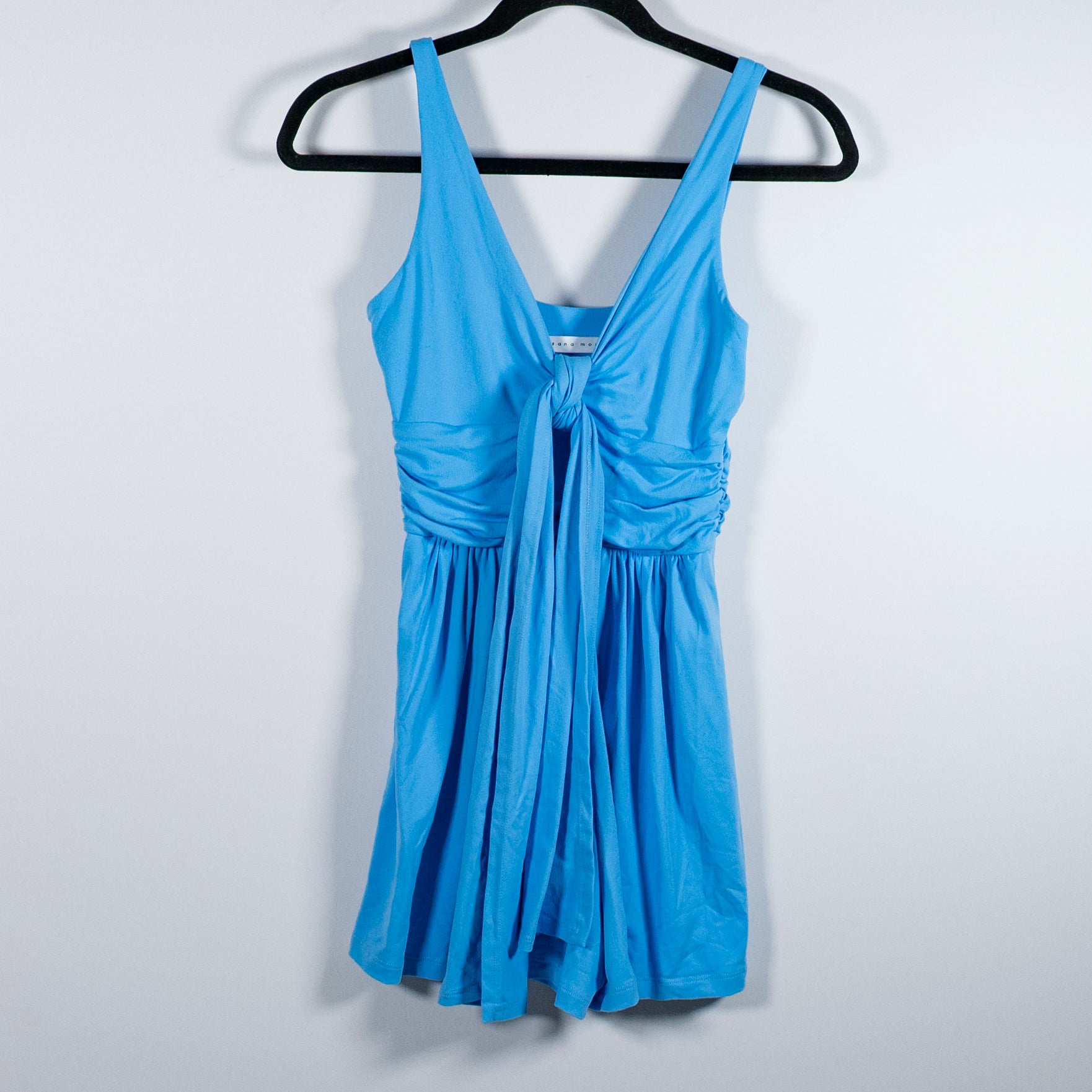 Susana Monaco Tie Tank Jersey Stretch Knit Mini Romper Freshwater Blue XS