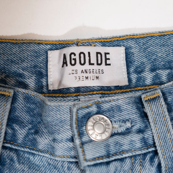 Agolde Pinch Waist High Rise Cotton Straight Leg Impression Wash Denim Jeans 26