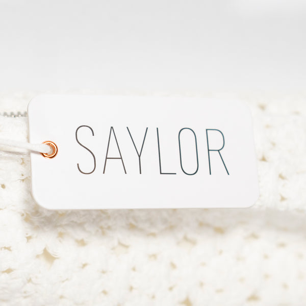 NEW Saylor Elie Cotton Fringe Crochet Knit Midi Skirt White XS