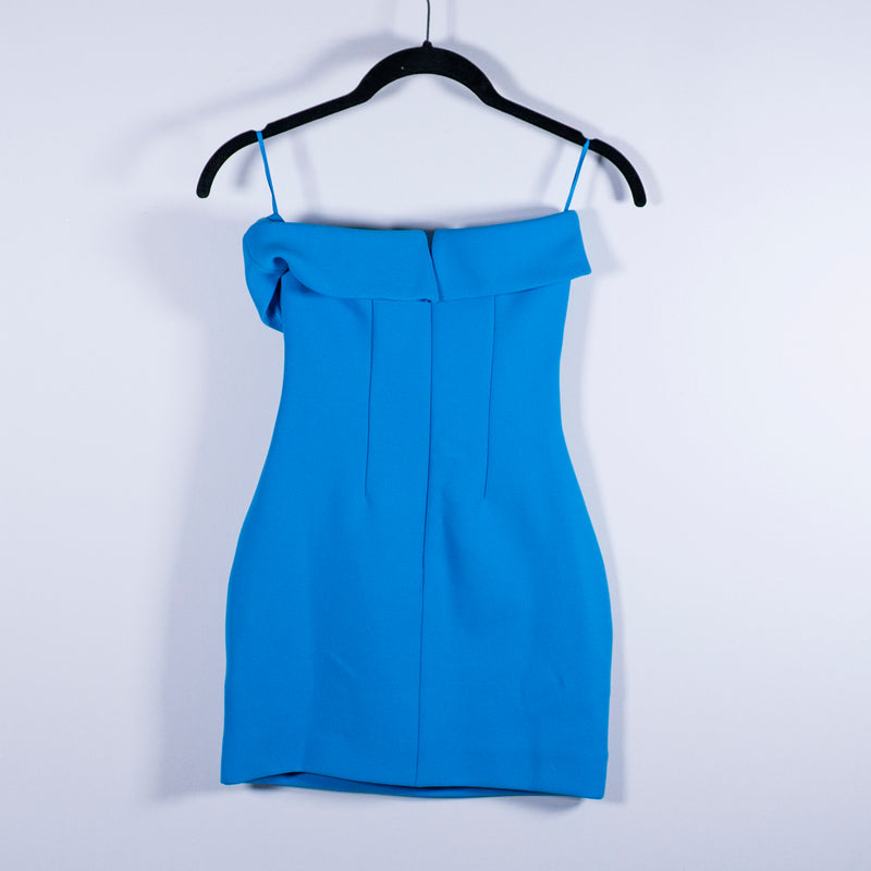 Babaton Aritzia FigureKnit Eyecatcher Slim Strapless Crepe Mini Dress Blue XXS