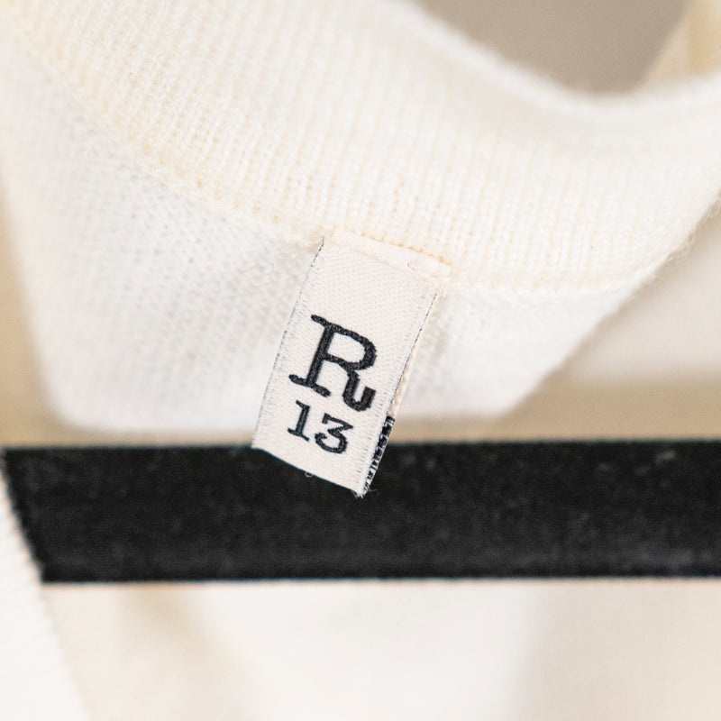 R13 Balloon Merino Wool Knit Stretch Sleeveless Button Front Vest Cardigan Cream