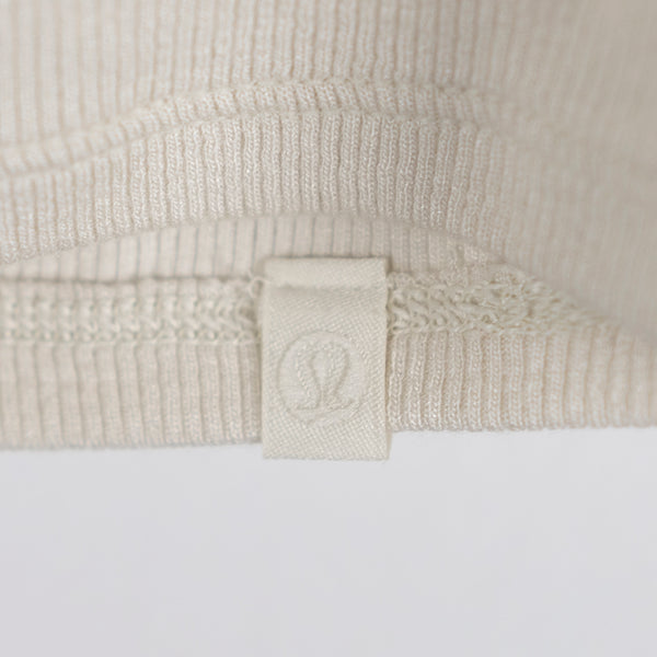 Lululemon Hold Tight Straight Hem Cropped Ribbed Long Sleeve Shirt Top Bone XS