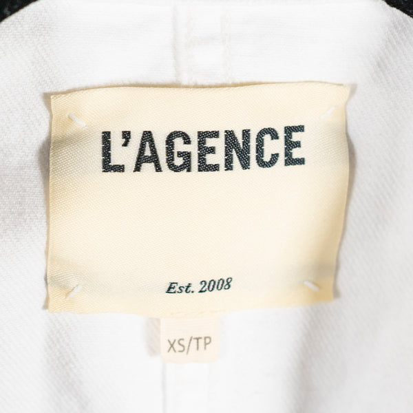 L'Agence Wayne Cotton Open Front Collared Crop Jacket Blazer White XS