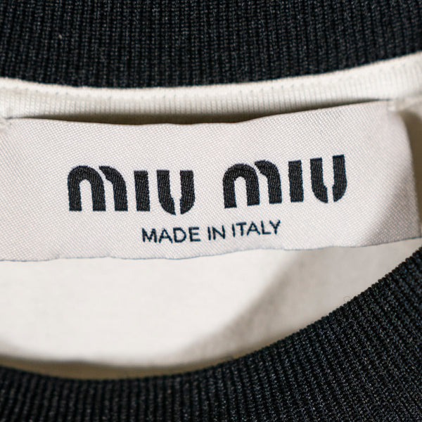 Miu Miu Jersey Knit Stretch Tennis Racquet Pickleball Club Graphic Tee Shirt Top