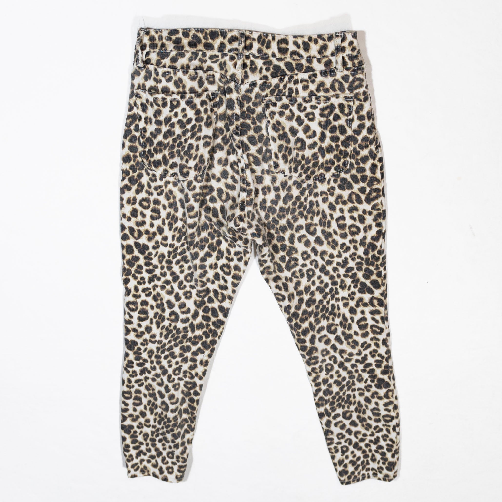 Frame Denim Ali High Rise Cotton Stretch Cigarette Skinny Jeans Cheetah Leopard