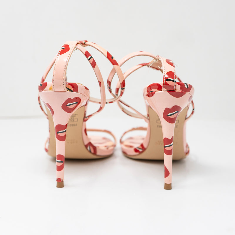Zara Basic Women's Patent Leather Kiss Lips Graphic Print Sandals High Heel Shoe