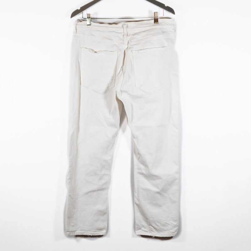 Agolde Riley High Rise Straight Cotton Stretch Button Fly Whip White Denim Jeans