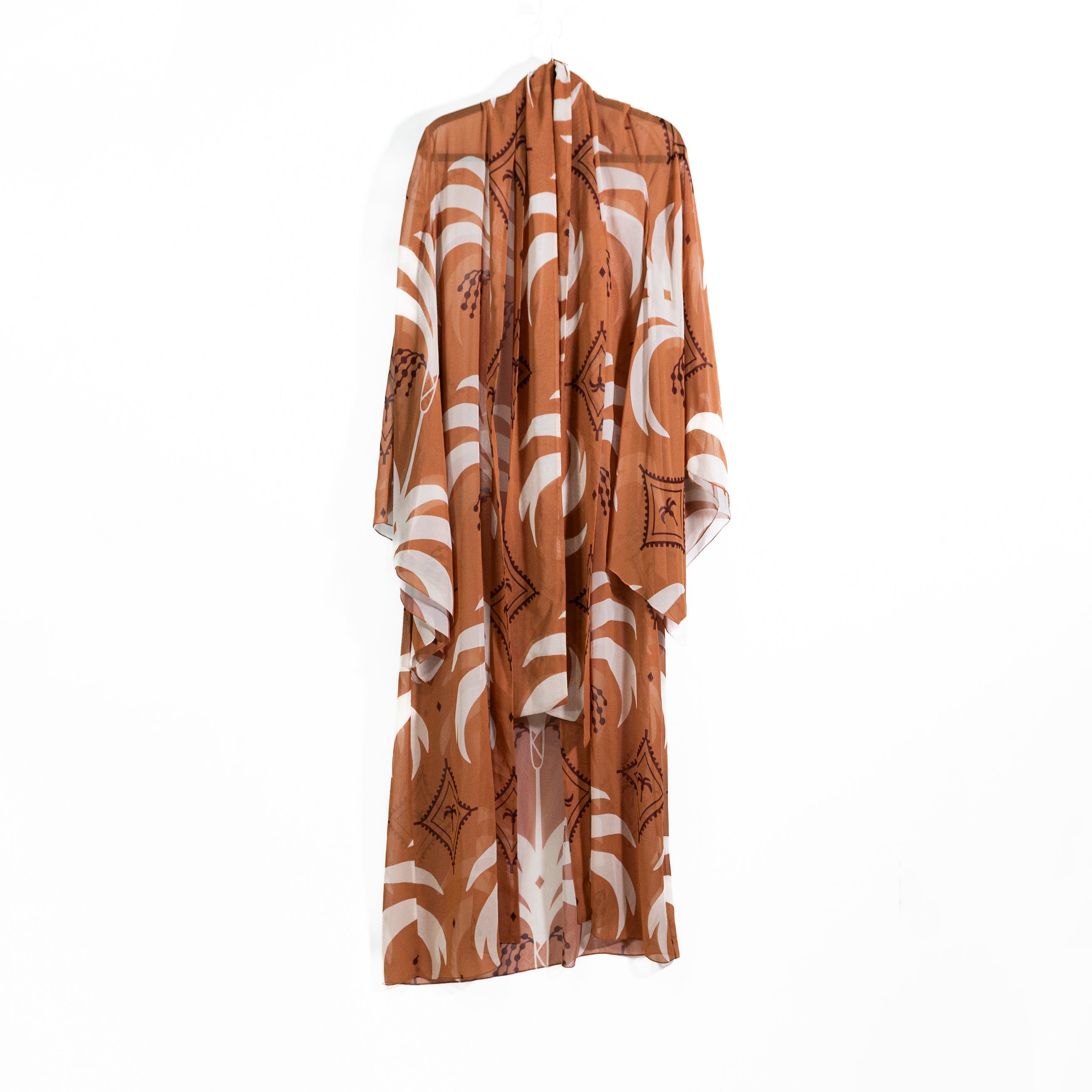 Johanna Ortiz Amazon Semi Sheer Chiffon Print Pattern Kimono Cardigan Sweater S