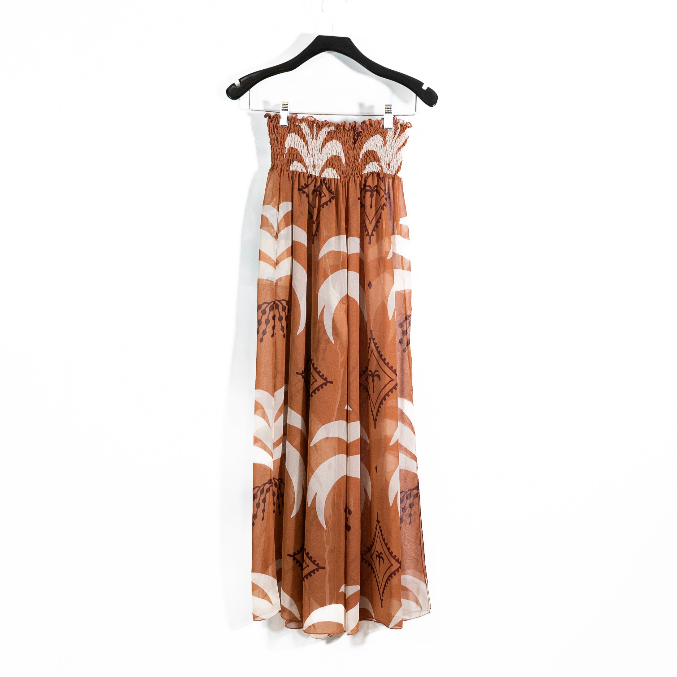 NEW Johanna Ortiz Eternity Sem Sheer Chiffon Straight Leg Light Peach Ecru Pants