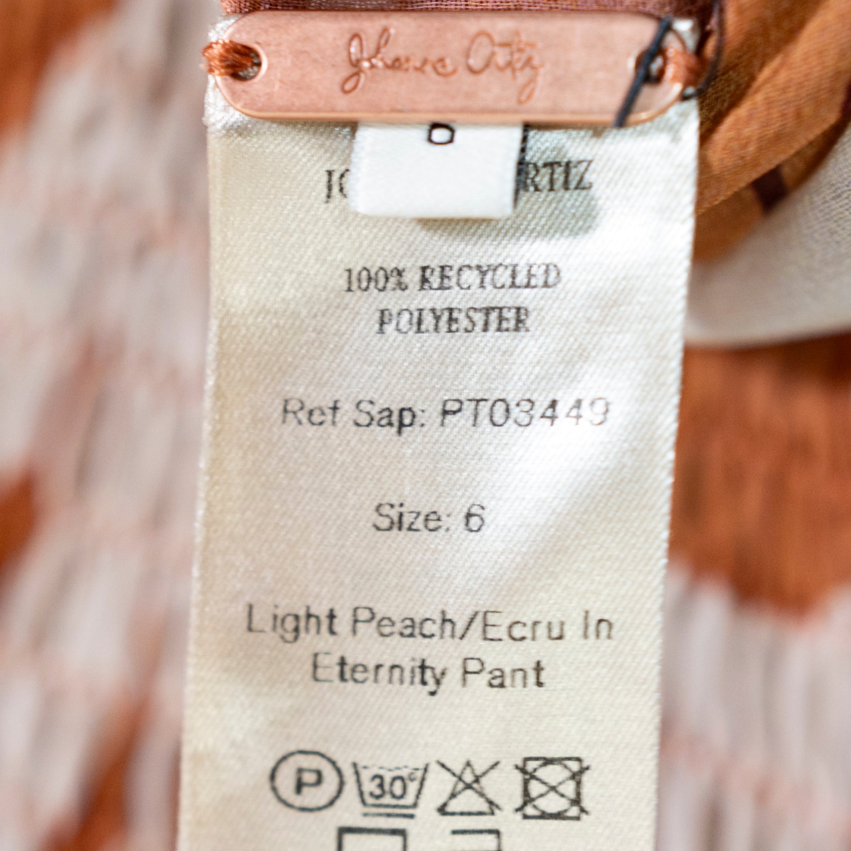 NEW Johanna Ortiz Eternity Sem Sheer Chiffon Straight Leg Light Peach Ecru Pants