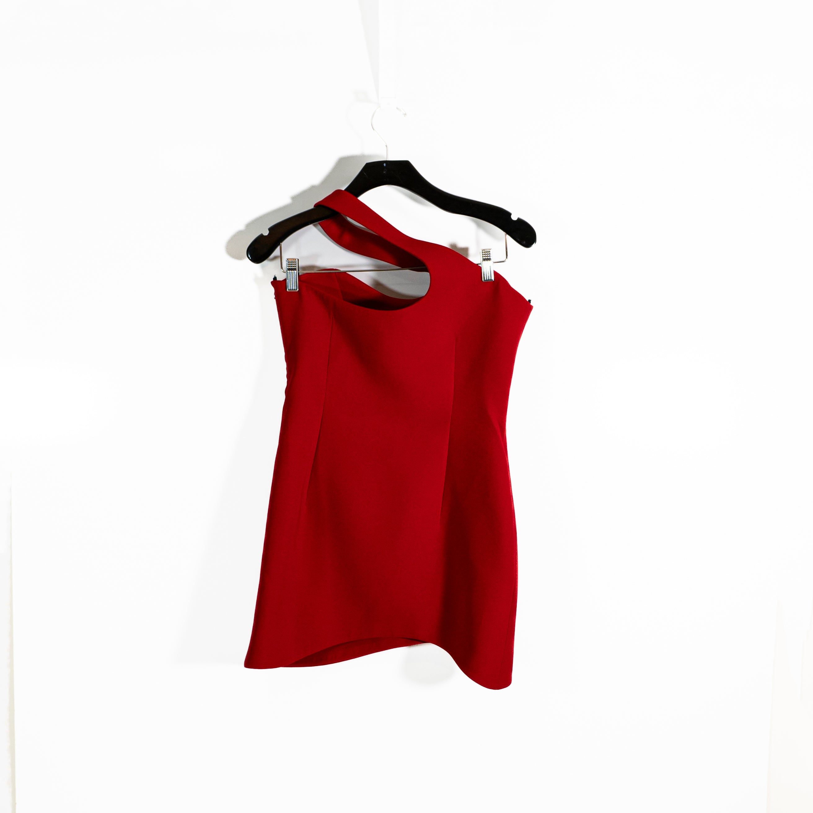 Ila Kara Swirl One Shoulder Cut Out Mini Bodycon Party Cocktail Dress Red 38