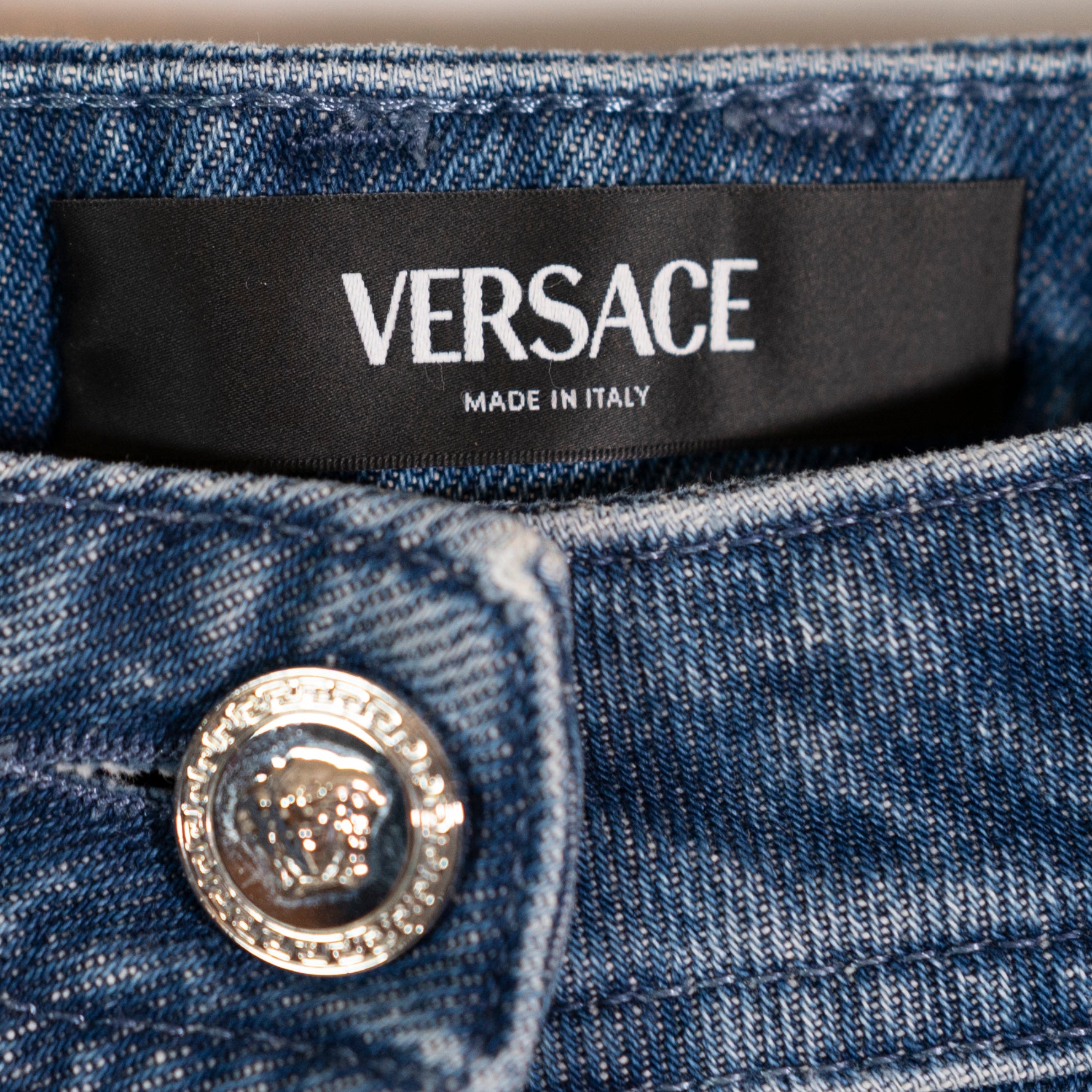 Versace Women's Crystal Jewel Diamond Embellished Cotton Straight Leg Jeans 27