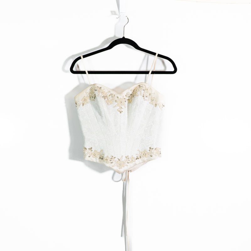 St Tropez David's Bridal Style T8007 Crystal Embroidered Lace Up Corset Top 4