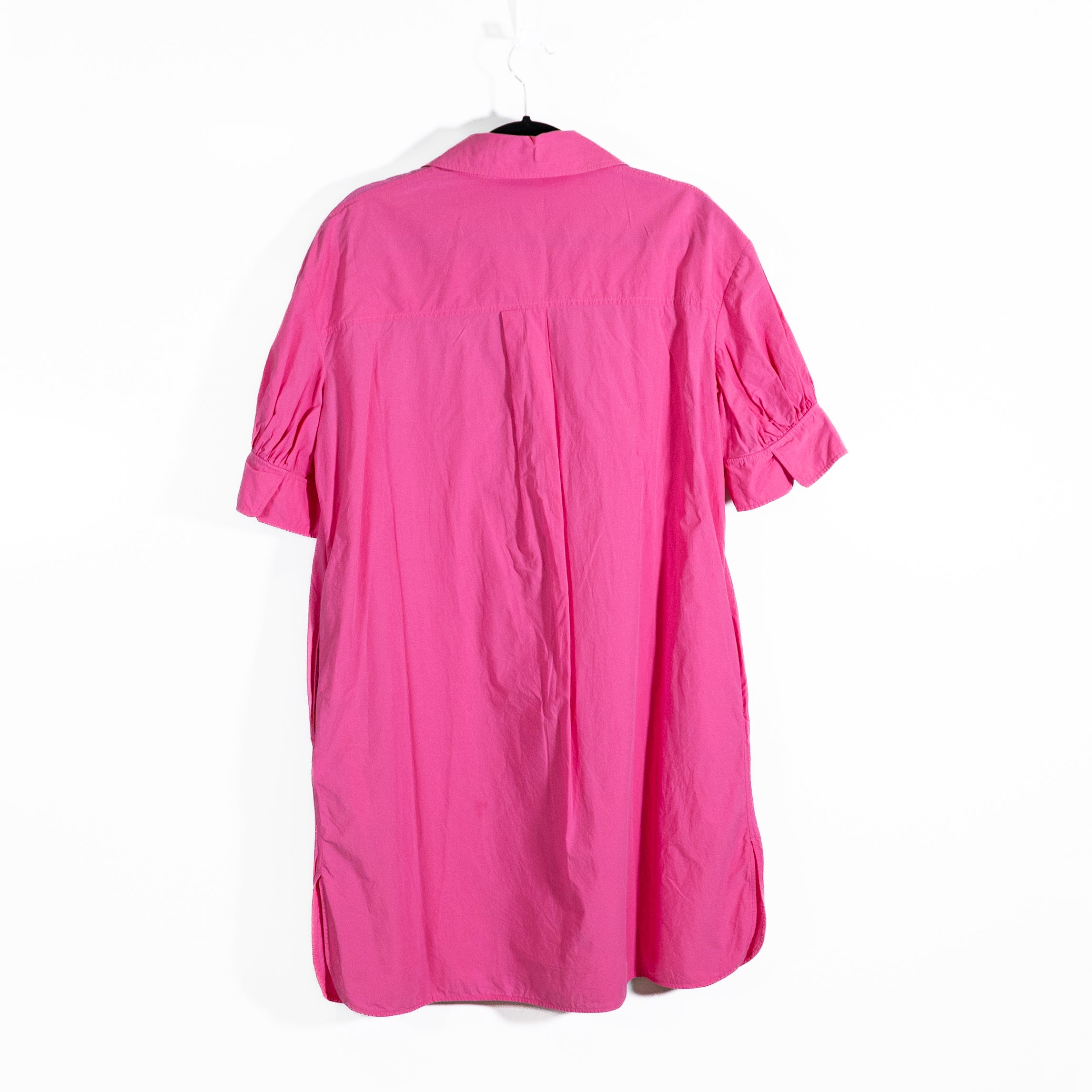 COS Cotton Poplin Short Sleeve Collared Button Front Mini Shirt Dress Pink 6