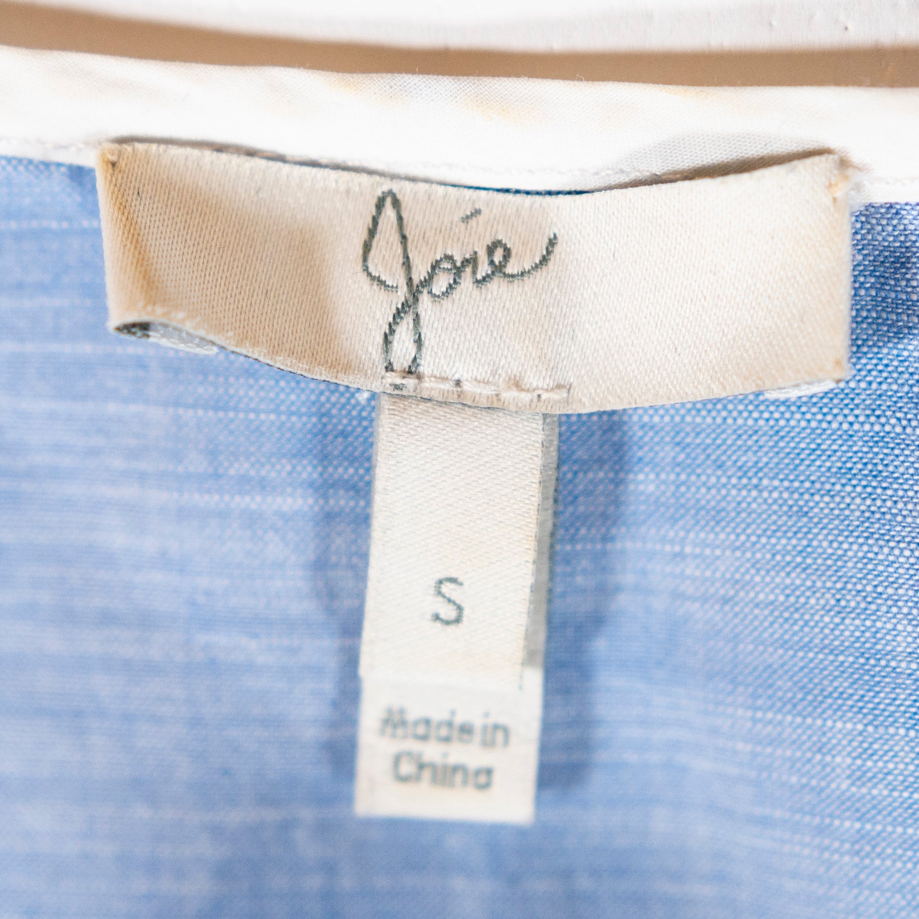 Joie Ecidra Cotton Chambray Tie Waist Tiered Pocket Pullover Mini Dress Blue S