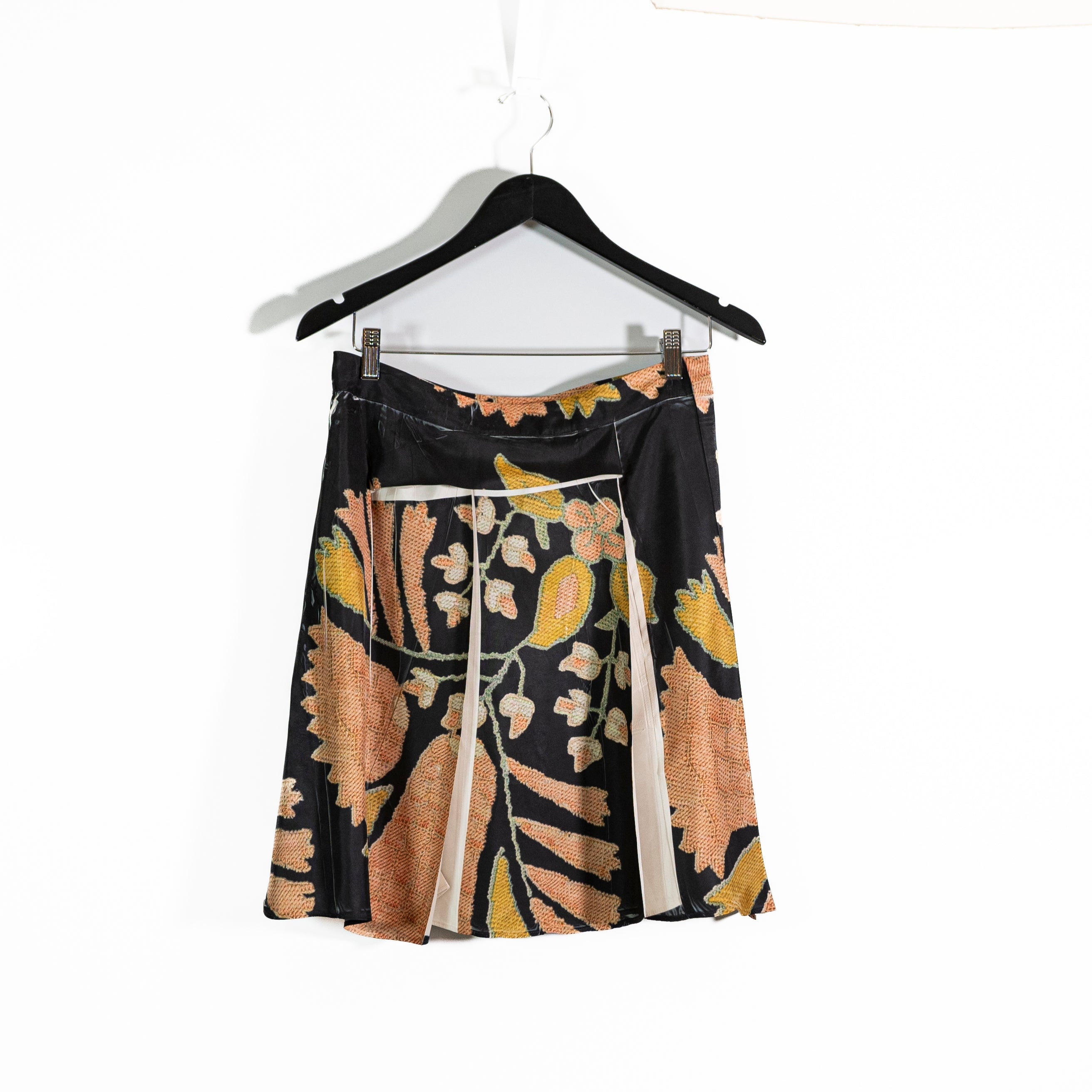 NEW Cotelac Jupe Woven Pleated A Line Mini Rose Multicolor Printed Skirt