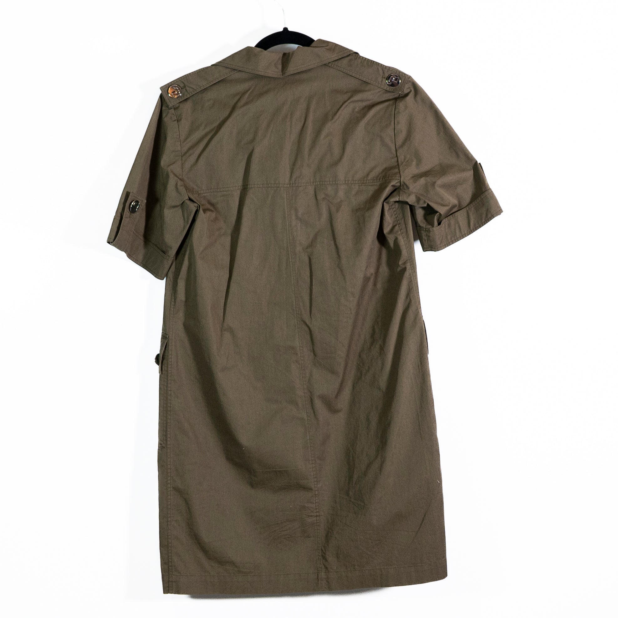 Tory Burch Cotton Poplin Camp Collared Quarter Button Mini Dress Rich Earth 6