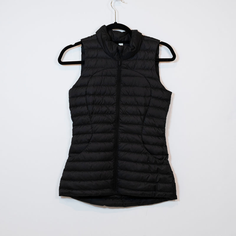 Lululemon Women's Pack It Down Quilted Feather Sleeveless Full Zip Vest Black 0