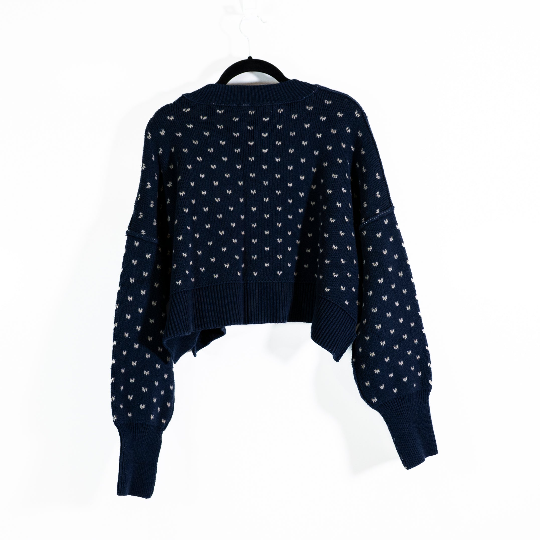 Free People Patterned Easy Street Cotton Knit Stretch Cropped Pullover Sweater M