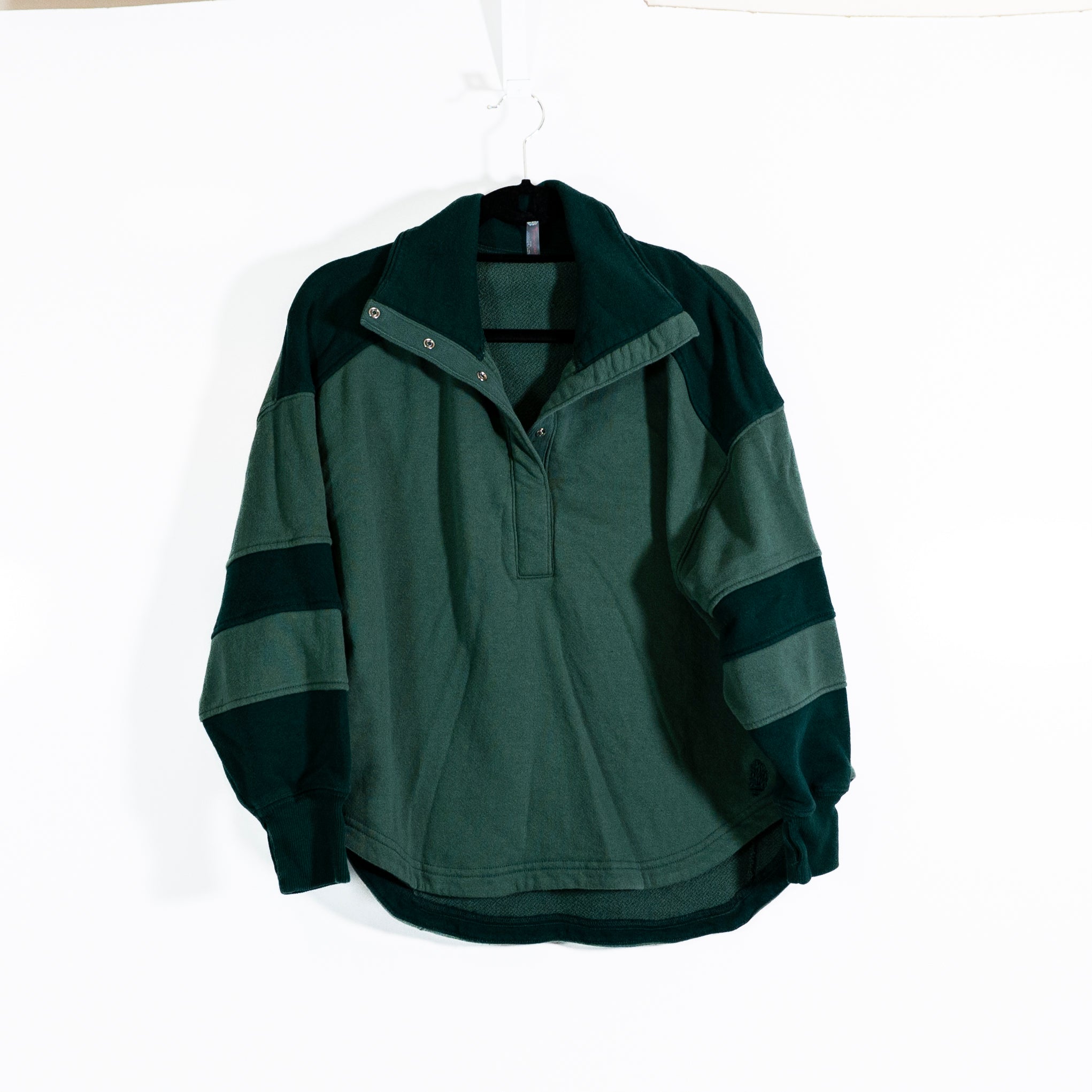 Free People x FP Movement Warm Down Cotton Terry Lined Green Pullover Sweater XS