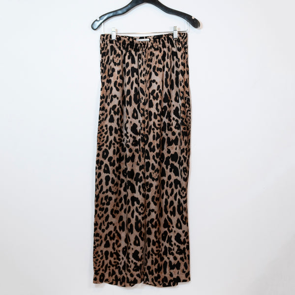 Paco Rabanne Cheetah Leopard Animal Print Pattern Satin Straight Leg Pants 00