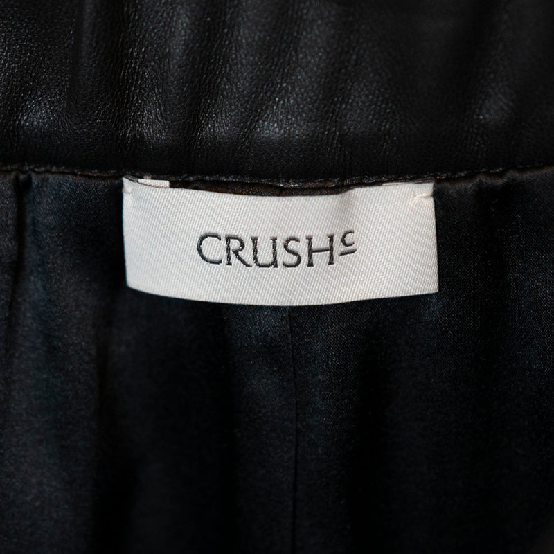 Crush Collection Ovine Leather Silk Stretch Lining High Waisted Pleated Shorts M