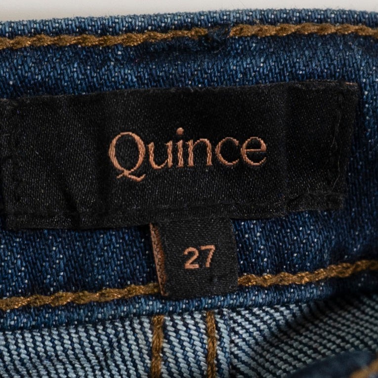 Quince Women's Bella Stretch Organic Cotton Relaxed Straight Jeans Blue 27