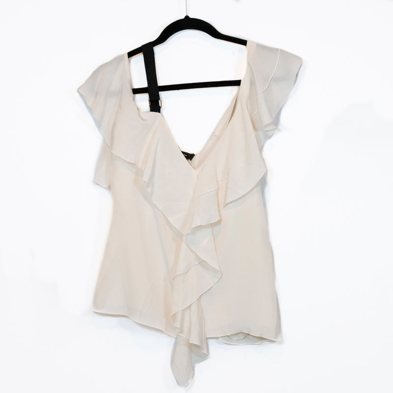 Proenza Schouler Silk Chiffon Off the Shoulder Ruffle Sleeve Blouse Shirt Top 2