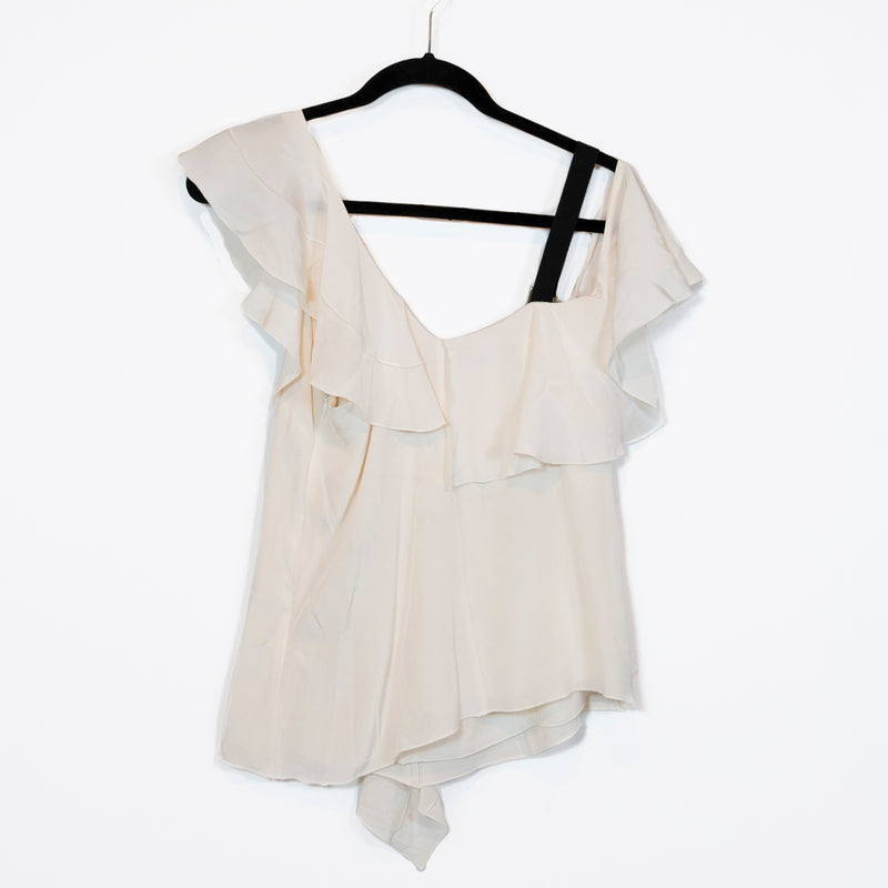 Proenza Schouler Silk Chiffon Off the Shoulder Ruffle Sleeve Blouse Shirt Top 2