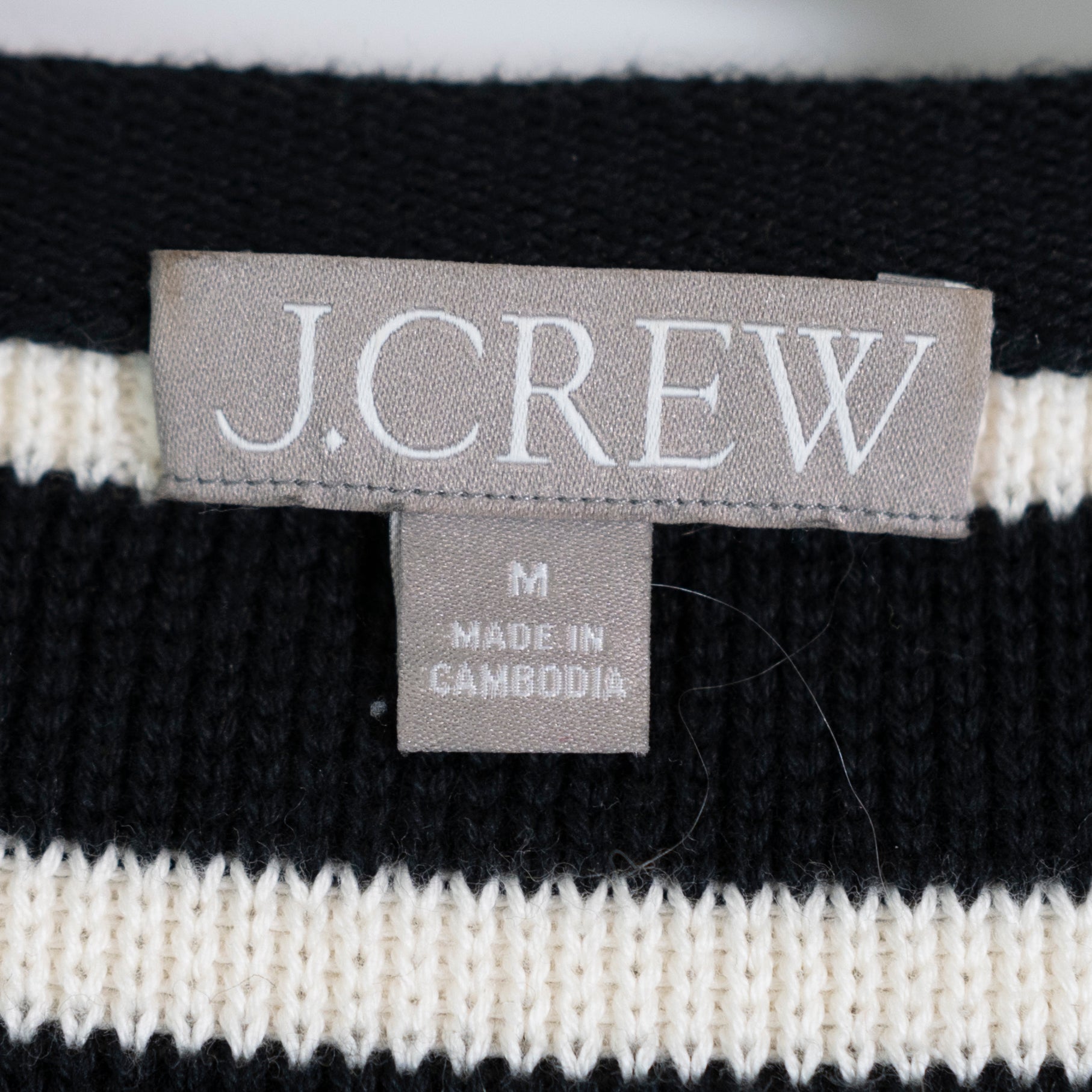 J. Crew Women's Emilie Cotton Knit Sweater Lady Jacket Cardigan Stripe Black M