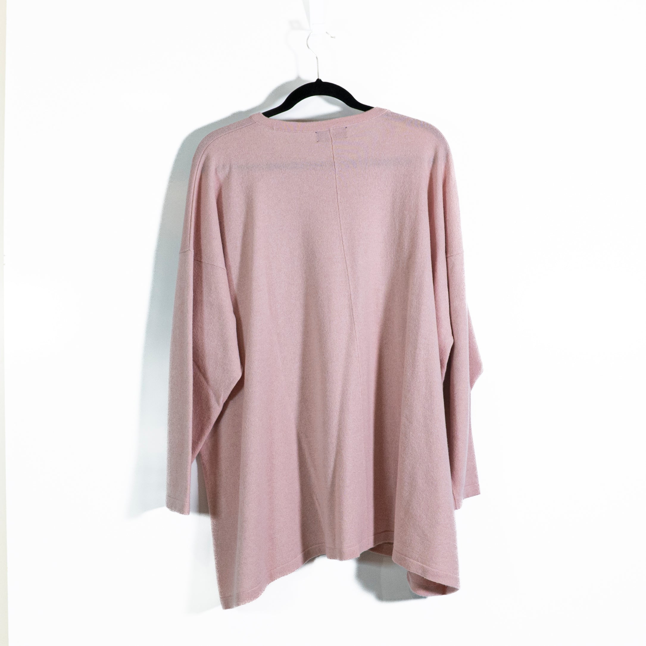 Eskandar Women's 100% Cashmere Knit Crew Neck Long Sleeve Pullover Sweater Pink