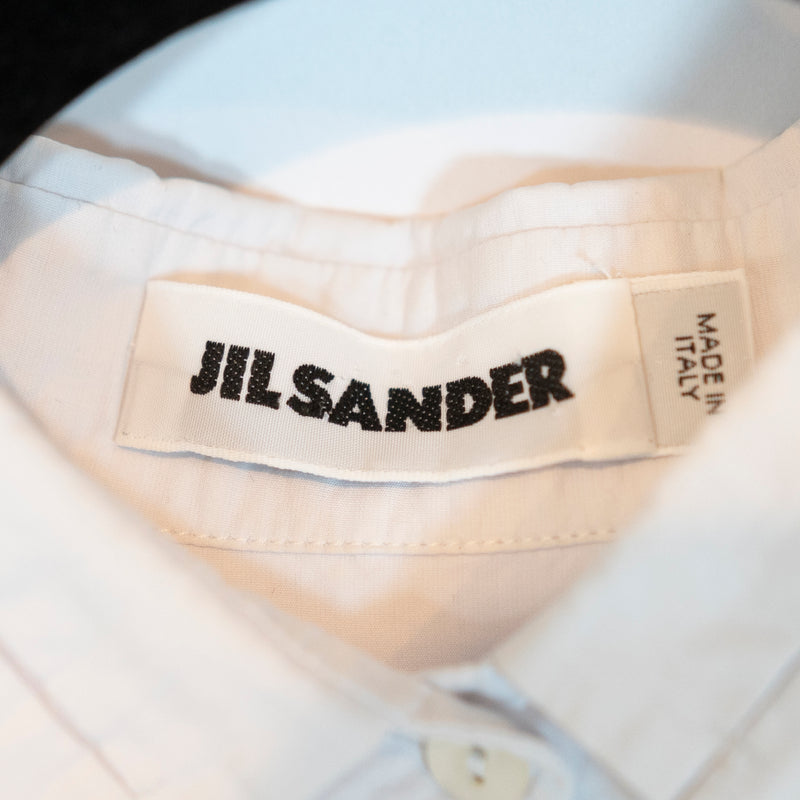 Jil Sander Women's Made In Italy Cotton Poplin Collared Button Down Dress Shirt