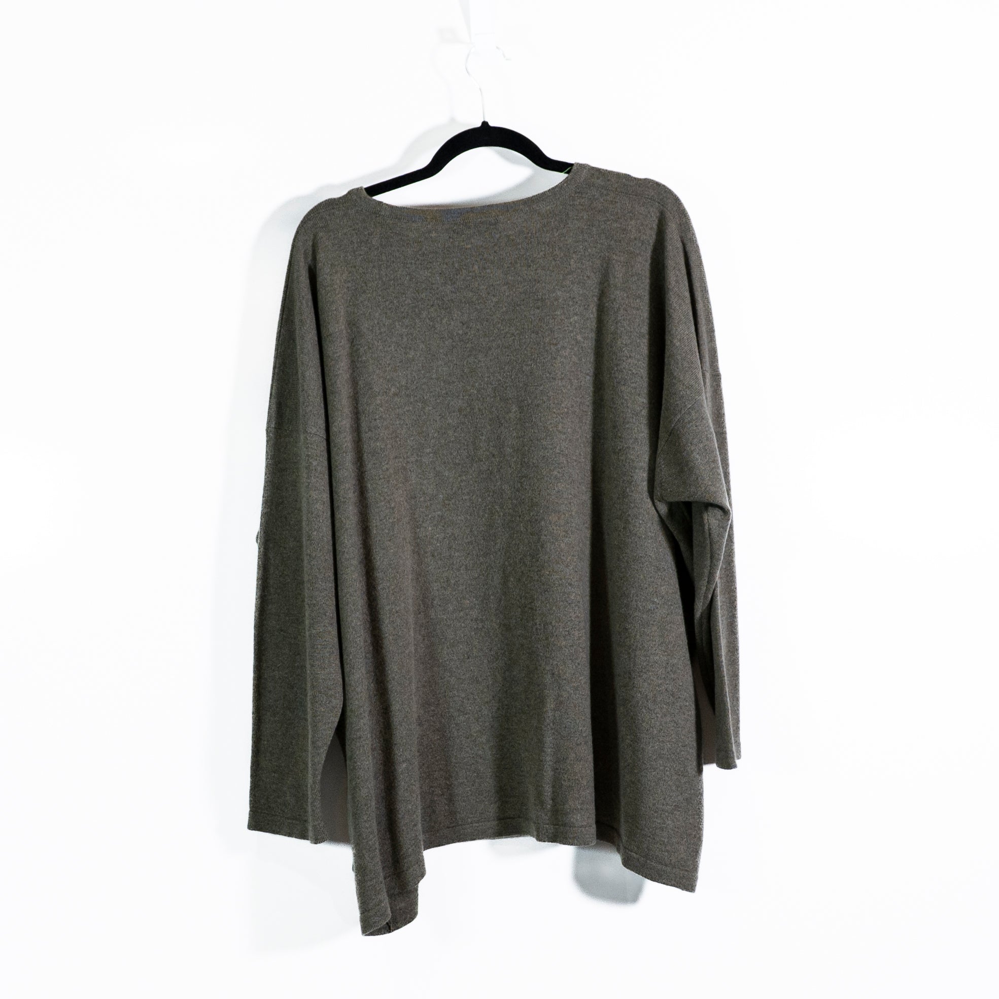 Eskandar Women's 100% Cashmere Knit Crew Neck Long Sleeve Pullover Sweater Gray