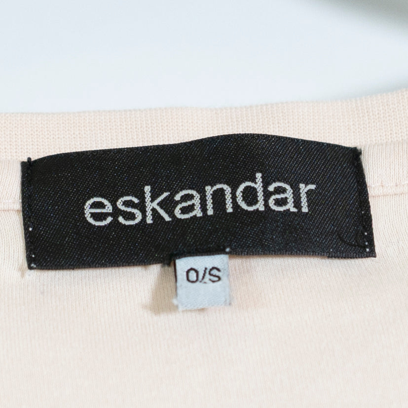 Eskandar Pima Cotton Crew Neck Half Sleeve Tee Shirt Pink Neutral OS